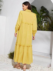 Lemon Tart Tiered Detail Long Maxi Dress LTAMD265