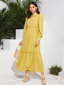 Lemon Tart Tiered Detail Long Maxi Dress LTAMD265