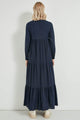 Lemon Tart Tiered Detail Long Maxi Dress LTAMD271 - Navy Blue