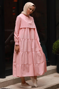 Lemon Tart Tiered Detail Long Maxi Dress LTAMD300 - Pink