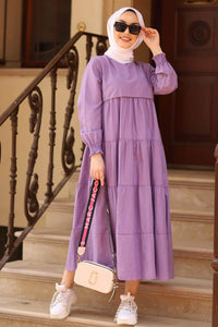 Lemon Tart Tiered Detail Long Maxi Dress LTAMD300 - Purple