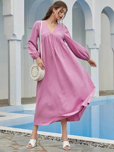 Lemon Tart Tiered Detail Long Maxi Dress LTAMD362 - Pink