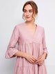 Lemon Tart Tiered Detail Long Maxi Dress LTAMD391 - Pink