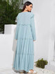 Lemon Tart Tiered Detail Long Maxi Dress LTAMD392 - Blue