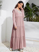 Lemon Tart Tiered Detail Long Maxi Dress LTAMD392 - Pink