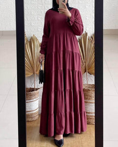 Lemon Tart Tiered Detail Long Maxi Dress LTAMD620 - Maroon