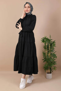 Lemon Tart Tiered Detail Maxi Dress LTAMD676 - Black