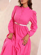 Lemon Tart Tiered Mock Neck Detail Long Maxi Dress LTAMD550 - Pink