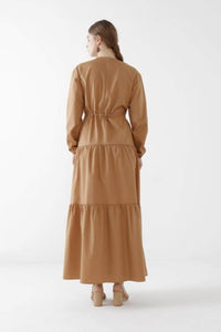 Lemon Tart Tiered Tie Detail Long Maxi Dress LTAMD407 - Brown