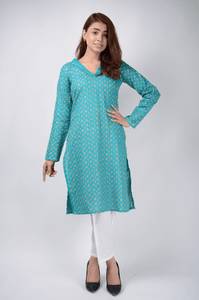 Lemon Tart Unstitched All Over Chikan Embroidered Khaddar Kurti KHCHK3