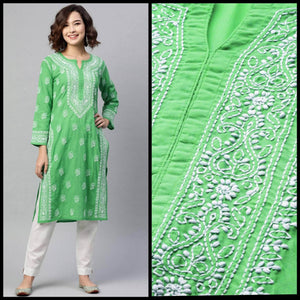 Lemon Tart Unstitched Cotton Chikankari Embroidered WLUF265 Kurti