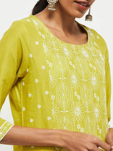 Lemon Tart Unstitched Cotton Chikankari Embroidered WLUF290 Kurti