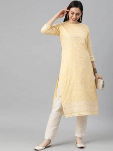 Lemon Tart Unstitched Cotton Chikankari Embroidered WLUF309 Kurti