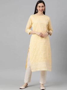 Lemon Tart Unstitched Cotton Chikankari Embroidered WLUF309 Kurti