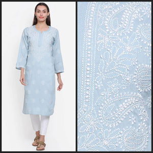 Lemon Tart Unstitched Cotton Chikankari Embroidered WLUF330 Kurti