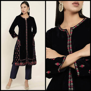 Lemon Tart Unstitched Velvet Embroidered Kurti WLUFVEL6