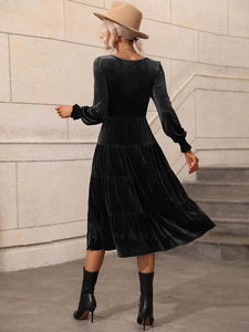 Lemon Tart Velvet Maxi Long Dress LTAMD687 - Black