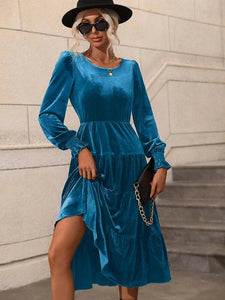 Lemon Tart Velvet Maxi Long Dress LTAMD687 - Blue