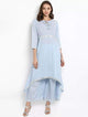 Lemon Tart Women's LTS11 Lace Detail Long Kurti and Pants Set - Light Blue