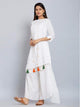 Lemon Tart Women's LTS122 Tassel and Stitch Detail Cotton Kurta and Pants Set - White