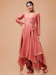 Lemon Tart Women's LTS135 Angrakha Style Cotton Kurta and Pants Set - Pink