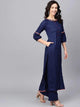 Lemon Tart Women's LTS137 Lace Detail Kurta and Pants Set - Navy Blue