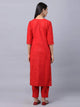 Lemon Tart Women's LTS167 Stitch Detail Kurta and Pants Set - Red