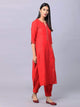 Lemon Tart Women's LTS167 Stitch Detail Kurta and Pants Set - Red