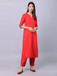 Lemon Tart Women's LTS167 Stitch Detail Kurta and Pants Set - Red