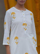 Lemon Tart Women's LTS184 Print Detail Kurta and Pants Set - White