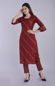 Lemon Tart Women's LTS202 Lace Detail Kurti and Pants Set - Maroon