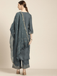 Lemon Tart Women's LTS233 Embroidery Detail Kurti and Pants Set - Grey