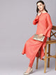 Lemon Tart Women's LTS26 Fluted Sleeve Kurti and Pants Set - Orange