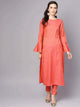 Lemon Tart Women's LTS26 Fluted Sleeve Kurti and Pants Set - Orange