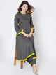 Lemon Tart Women's LTS276 Stitch Peplum Detail Kurti and Pants Set - Grey