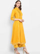 Lemon Tart Women's LTS285 Lace Detail Kurti and Pants Set - Yellow