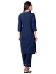 Lemon Tart Women's LTS299 Embroidered Detail Kurti and Pants Set - Blue