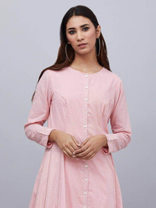 Lemon Tart Women's LTS320 Lace Detail Kurti and Pants Set - Pink