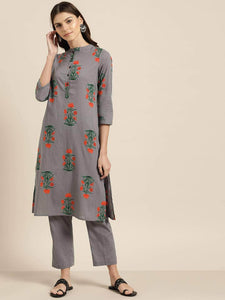 Lemon Tart Women's LTS368 Stitch and Print Detail Kurti and Pants Set