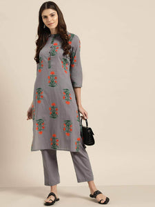 Lemon Tart Women's LTS368 Stitch and Print Detail Kurti and Pants Set