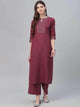 Lemon Tart Women's LTS476 Stitch Detail Stitched Kurti and Pants Set - Maroon