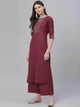 Lemon Tart Women's LTS476 Stitch Detail Stitched Kurti and Pants Set - Maroon