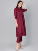 Lemon Tart Women's LTS48 Peplum Detail Kurta and Pants Set - Burgundy