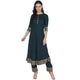 Lemon Tart Women's LTS507 Print Detail Stitched Kurti and Pants Set - Green