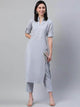 Lemon Tart Women's LTS519 Stitch Detail Stitched Kurti and Pants Set - Grey