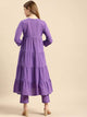Lemon Tart Women's LTS526 Tiered Detail Stitched Kurti and Pants Set - Purple