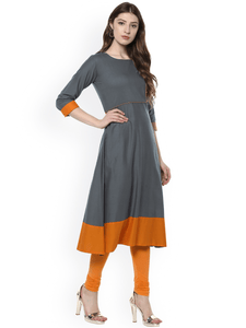 Lemon Tart Women's LTS62 Stitch Contrast Detail Kurta and Pants Set - Charcoal