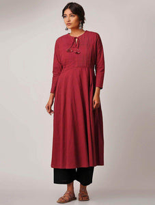 Lemon Tart Women's LTS63 Pintuck Detail Kurta and Pants Set - Maroon