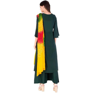 Lemon Tart Women's LTS66 Fluted Sleeve Kurta and Pants Set - Green