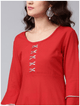 Lemon Tart Women's LTS69 Lace Detail Kurta and Pants Set - Red